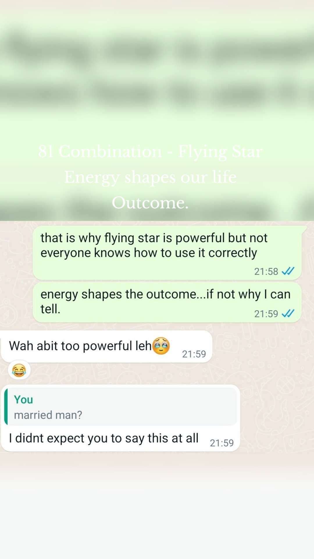 81 Combination - Flying Star
Energy shapes our life Outcome.